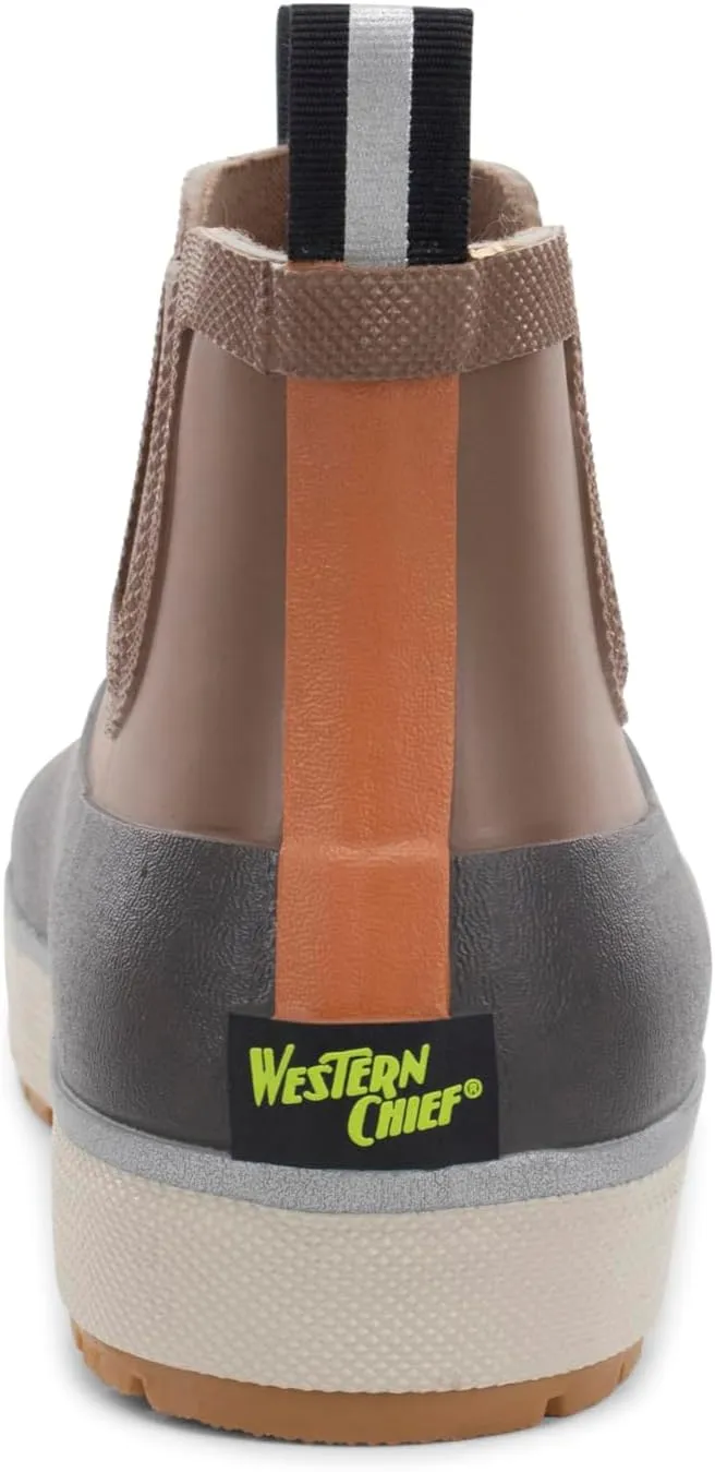 Western Chief Men's Waterproof Chelsea Rain Boot with Memory Foam Insole and Slip-Resistant Outsole  Durable and Comfortable for All-Weather Wear