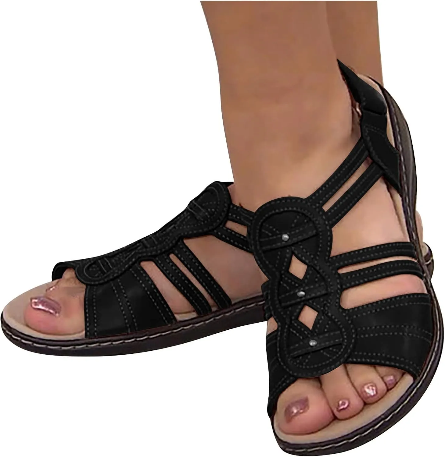 Wide Sandals for Women Cushiored Sole Comfort Walking Sandals Open Toe Breathable Casual Summer Shoes