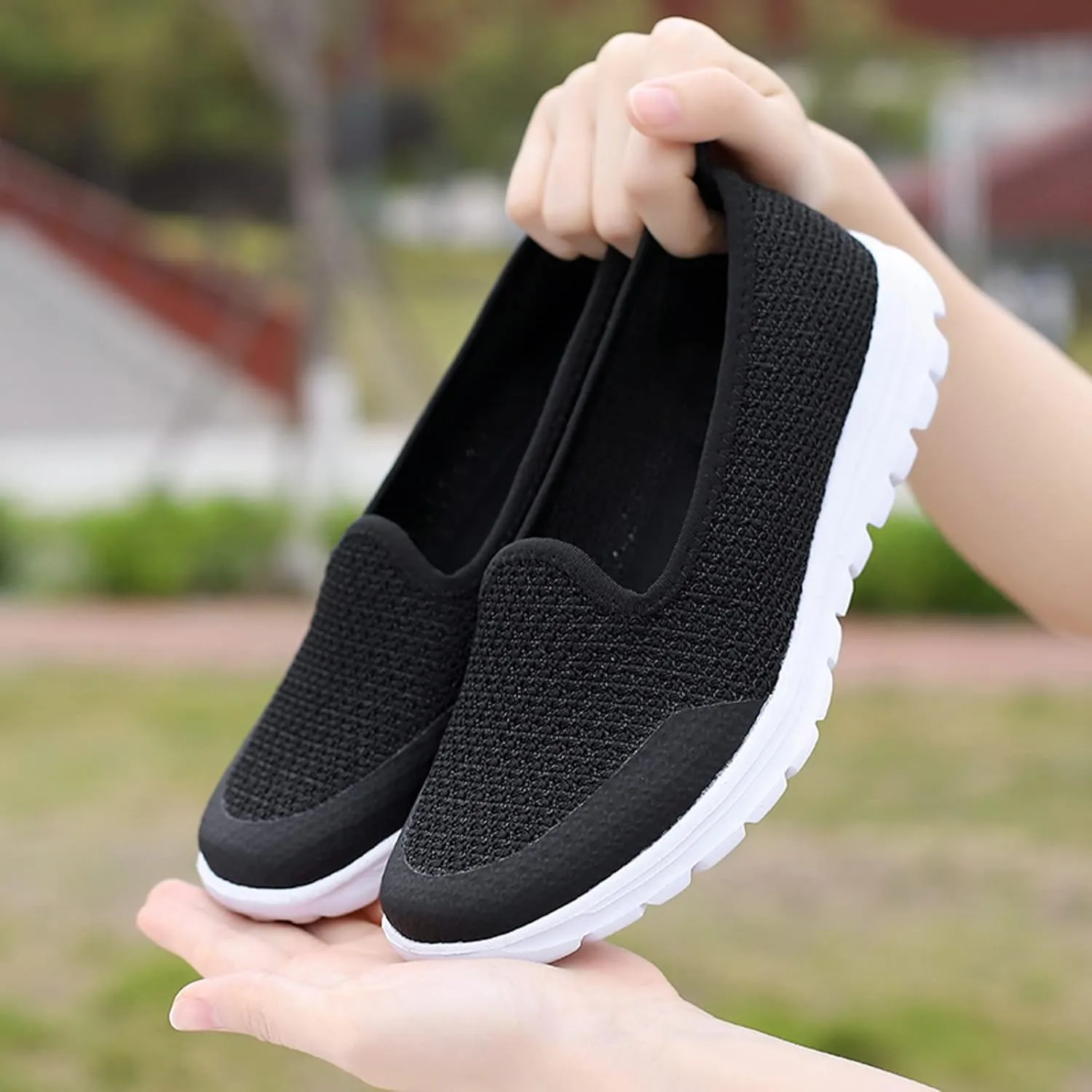 Women Casual Shoes Fashionable and Simple Solid Color New Pattern Summer Mesh Breathable Womens Casual Dress Shoes Wide