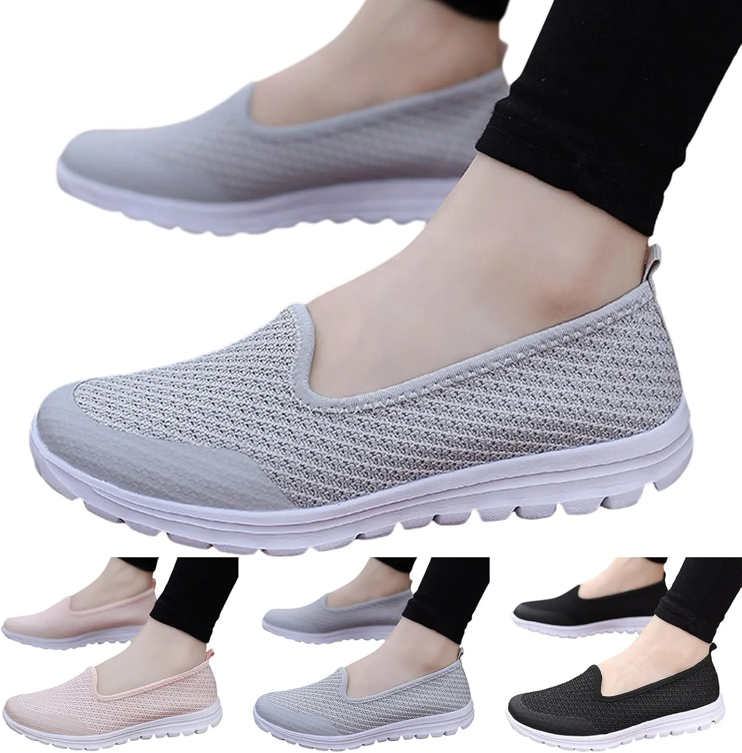 Women Casual Shoes Fashionable and Simple Solid Color New Pattern Summer Mesh Breathable Womens Casual Dress Shoes Wide