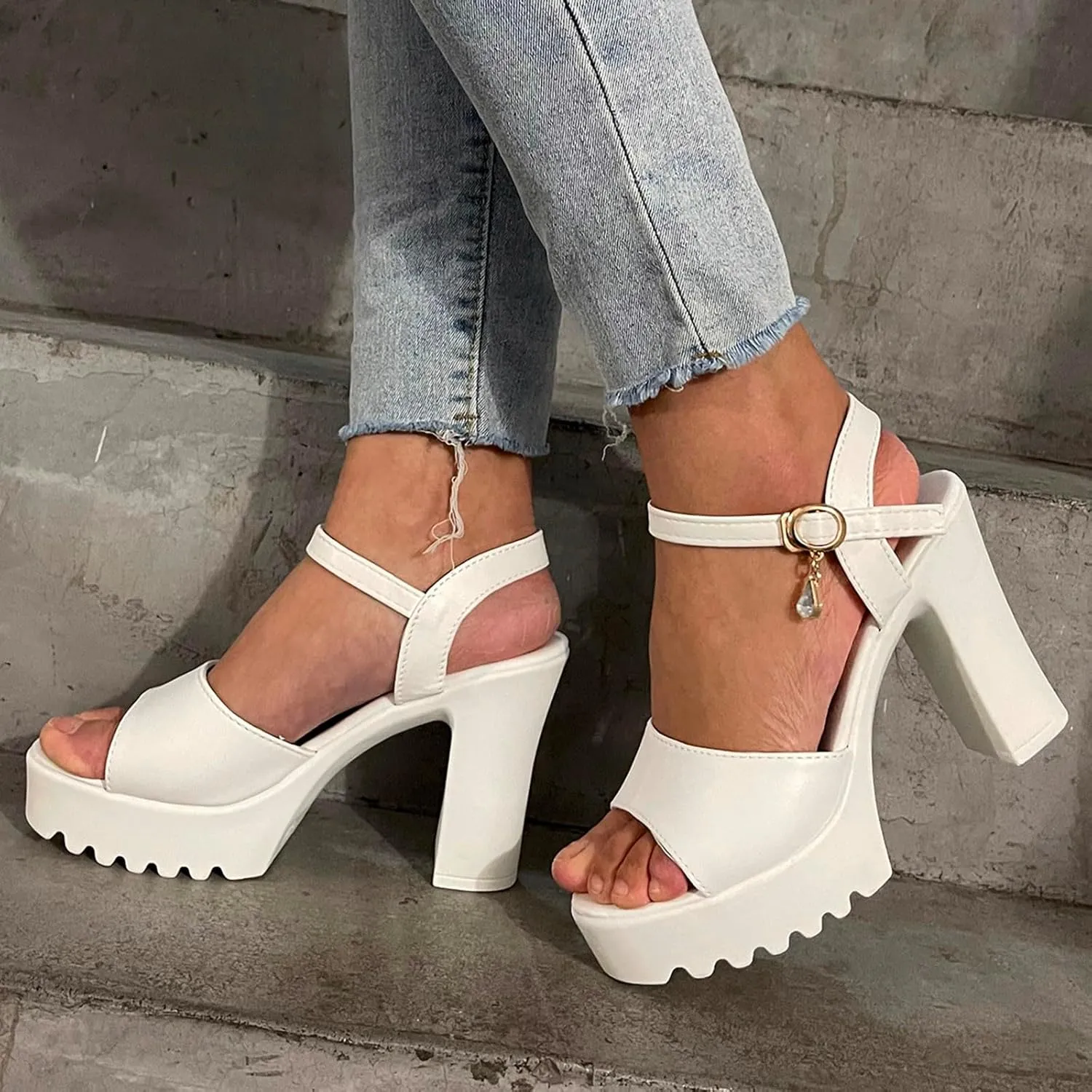 Women's Fashion Lace Casual Heels Sandals Shoes Chunky Breathable Up Women's Sandals