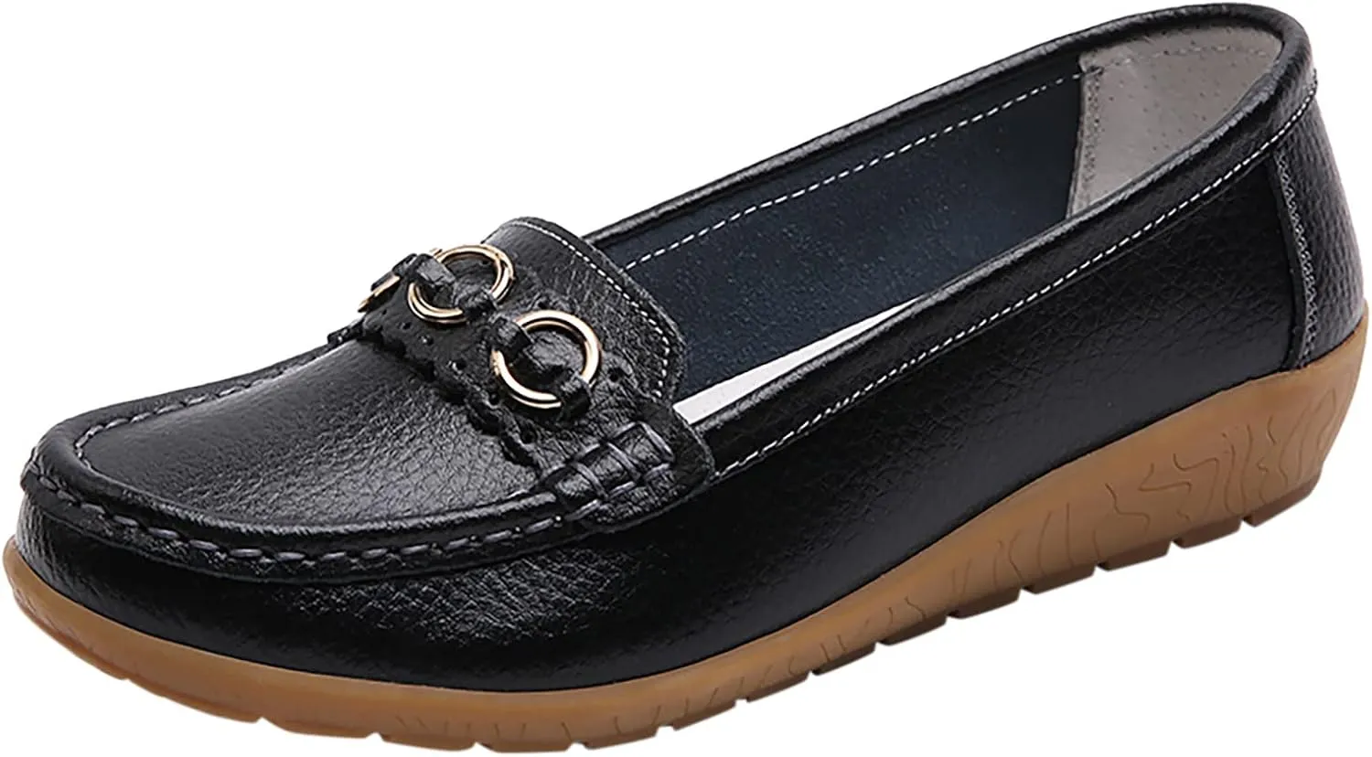 Womens Loafers Comfortable Dressy Leather Penny Loafers Slip On Walking Shoes Arch Support Cushion Orthopedic Shoes