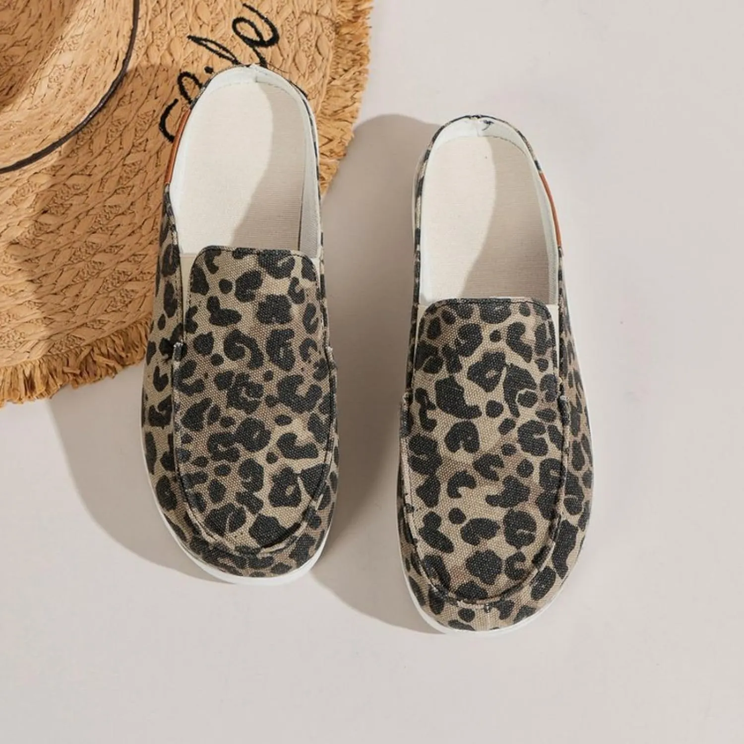Women's Orthopedic Loafers Shoes Canvas Slip on Lightweight Mule Sneaker Fashion Open Back Flats Casual Canvas Orthotic Mule Clogs 2025