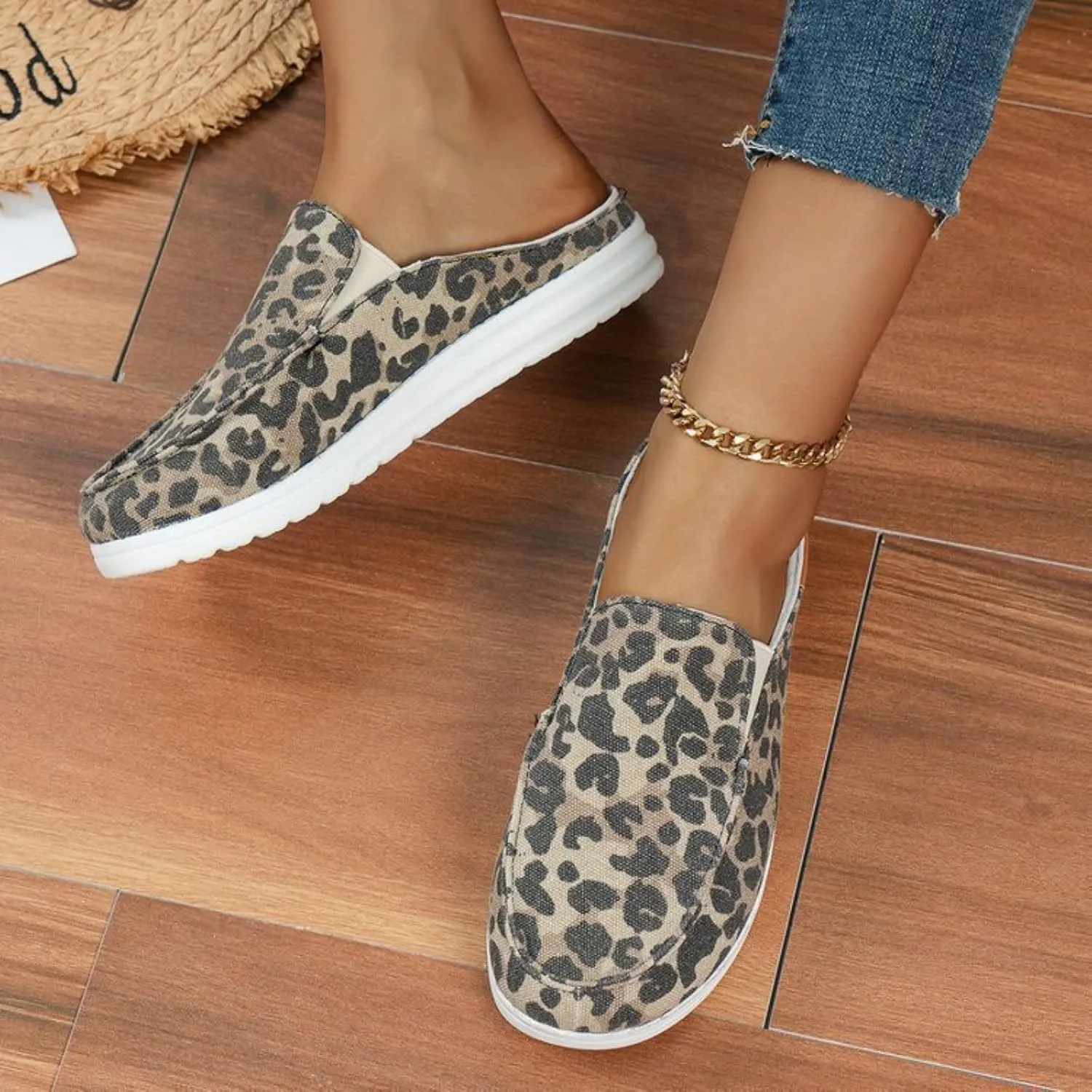 Women's Orthopedic Loafers Shoes Canvas Slip on Lightweight Mule Sneaker Fashion Open Back Flats Casual Canvas Orthotic Mule Clogs 2025