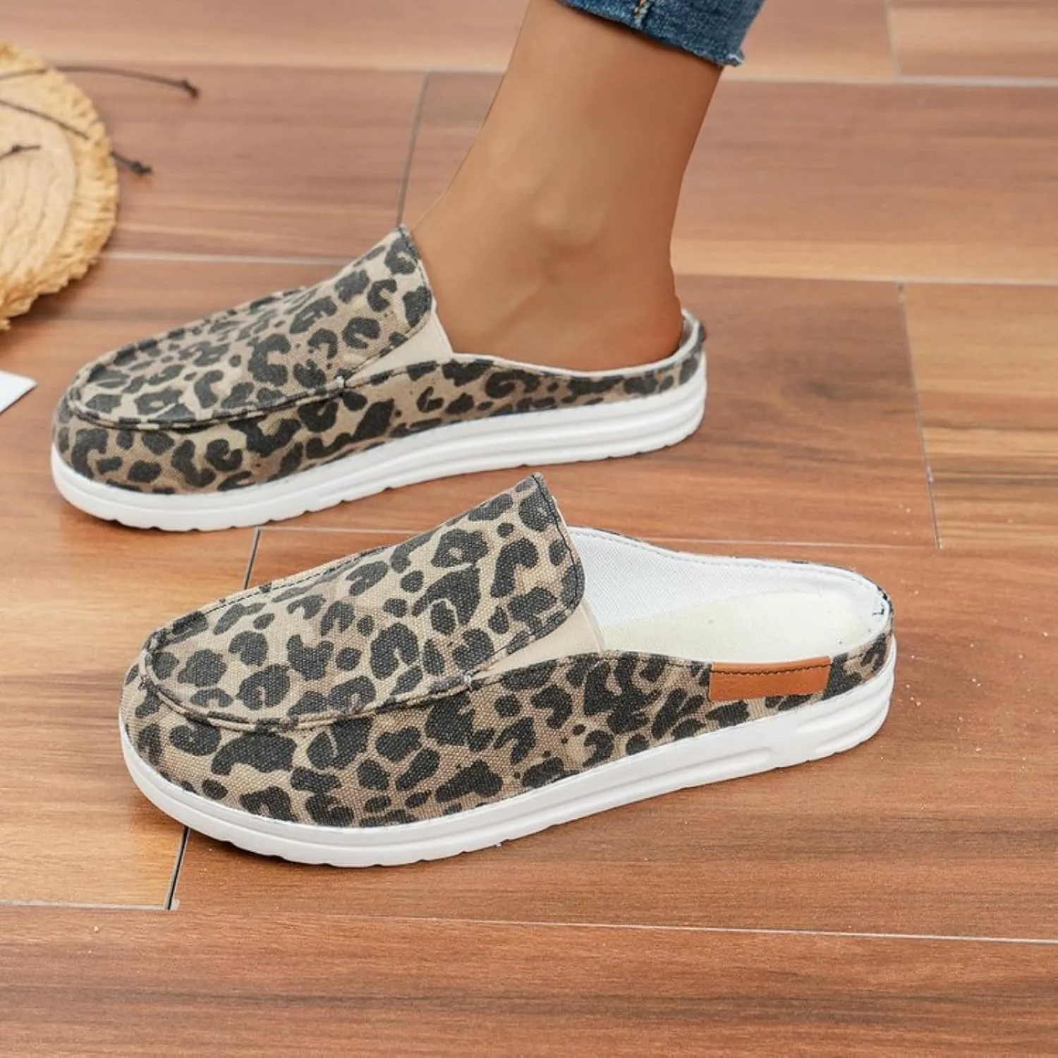 Women's Orthopedic Loafers Shoes Canvas Slip on Lightweight Mule Sneaker Fashion Open Back Flats Casual Canvas Orthotic Mule Clogs 2025