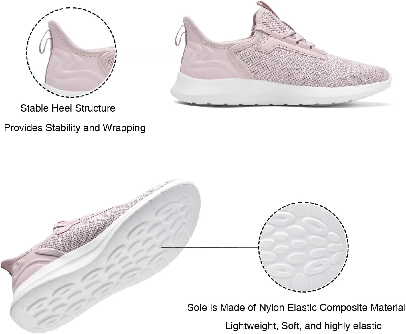 Womens Walking Running Shoes Slip on Lightweight Casual Sneakers