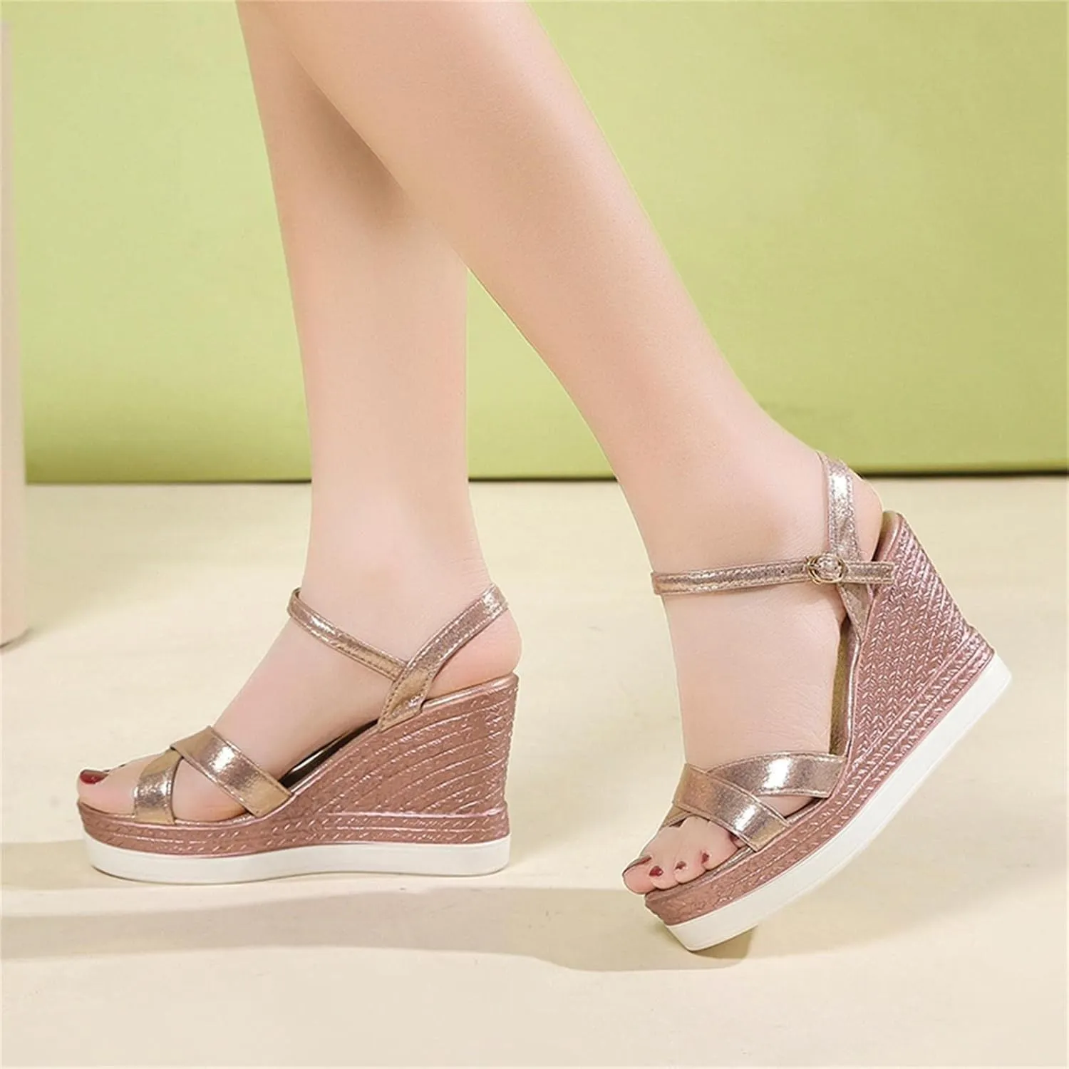Women'Sandanls Thick Chunky Heeled Slippers Buckle Open Toe Lazy Slip On Female Casual Shoes for Summer Ankle Strap Battle Wedge Hight Heel Trendy Wide Feet construction slipper lacrosse G29-Pink