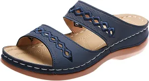 Women'Sandanls Thick Chunky Heeled Slippers Buckle Open Toe Lazy Slip On Female Casual Shoes for Summer Comfort Wedge Wide Feet Ankle Strap Non Slip Outdoor Trendy Hight slipper cork Feet L95-Black