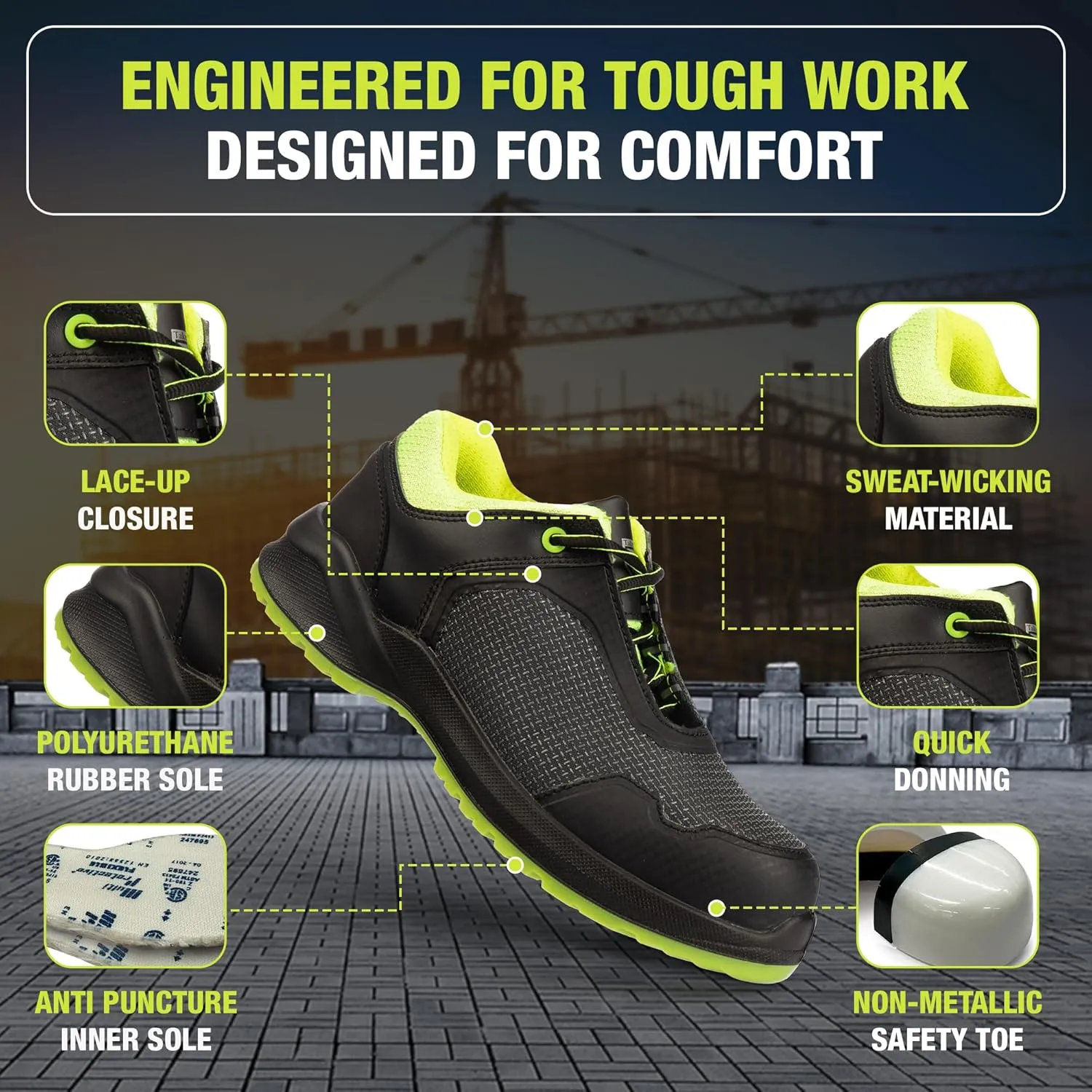 Work Boots for Men  Composite Toe Safety Shoes, Lightweight & Comfortable, Puncture-Proof Kevlar Sole, Water-Resistant, Durable Construction Work Shoes for Men