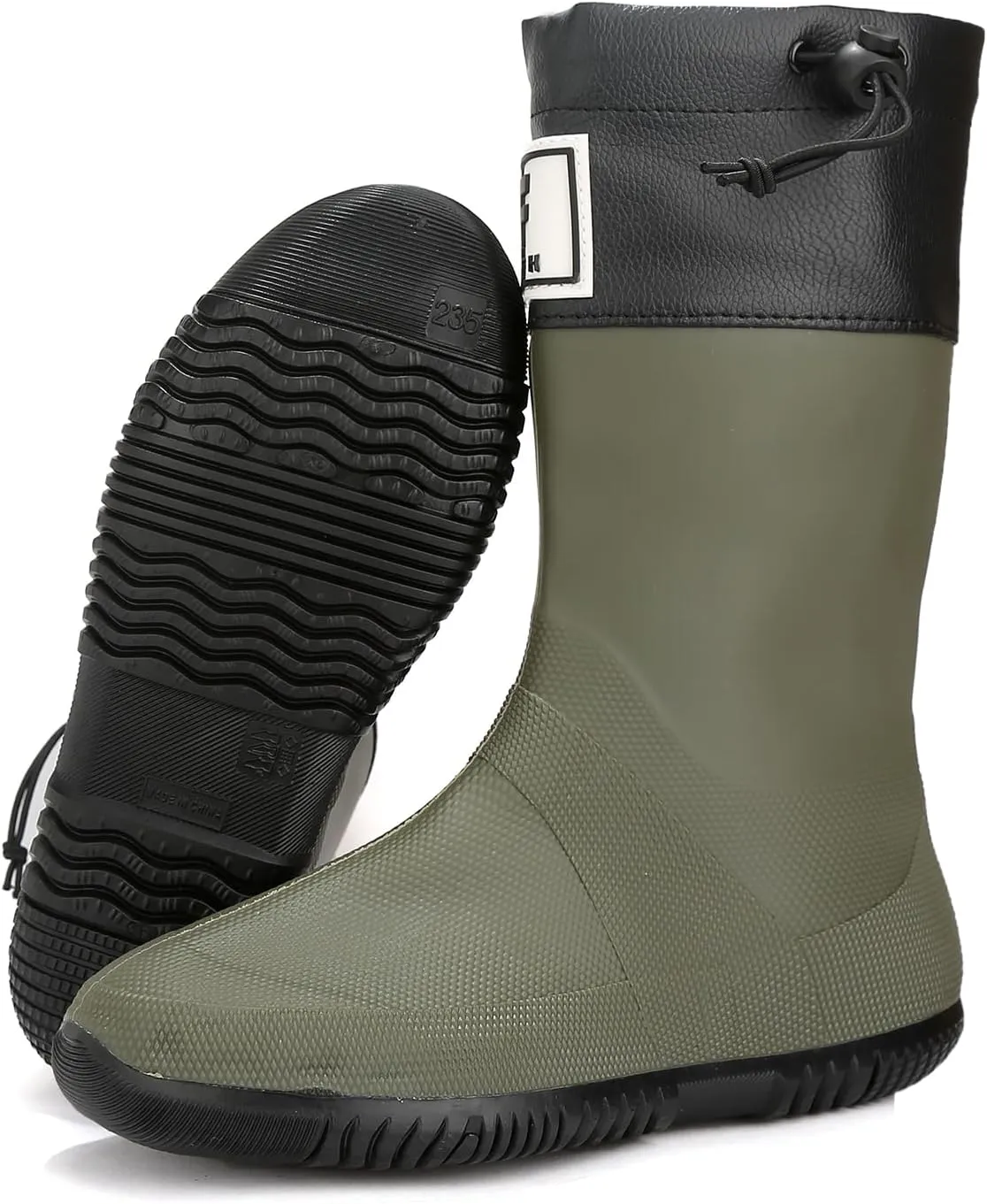 YorFotMae Midshaft Rain Boots Women, Waterproof Rubber Boots Men, Mid-Height Anti-Slip Lightweight Garden Shoes, Mid Calf Water Boots with Adjustable Buckle, Durable Fishing Boots Outdoor
