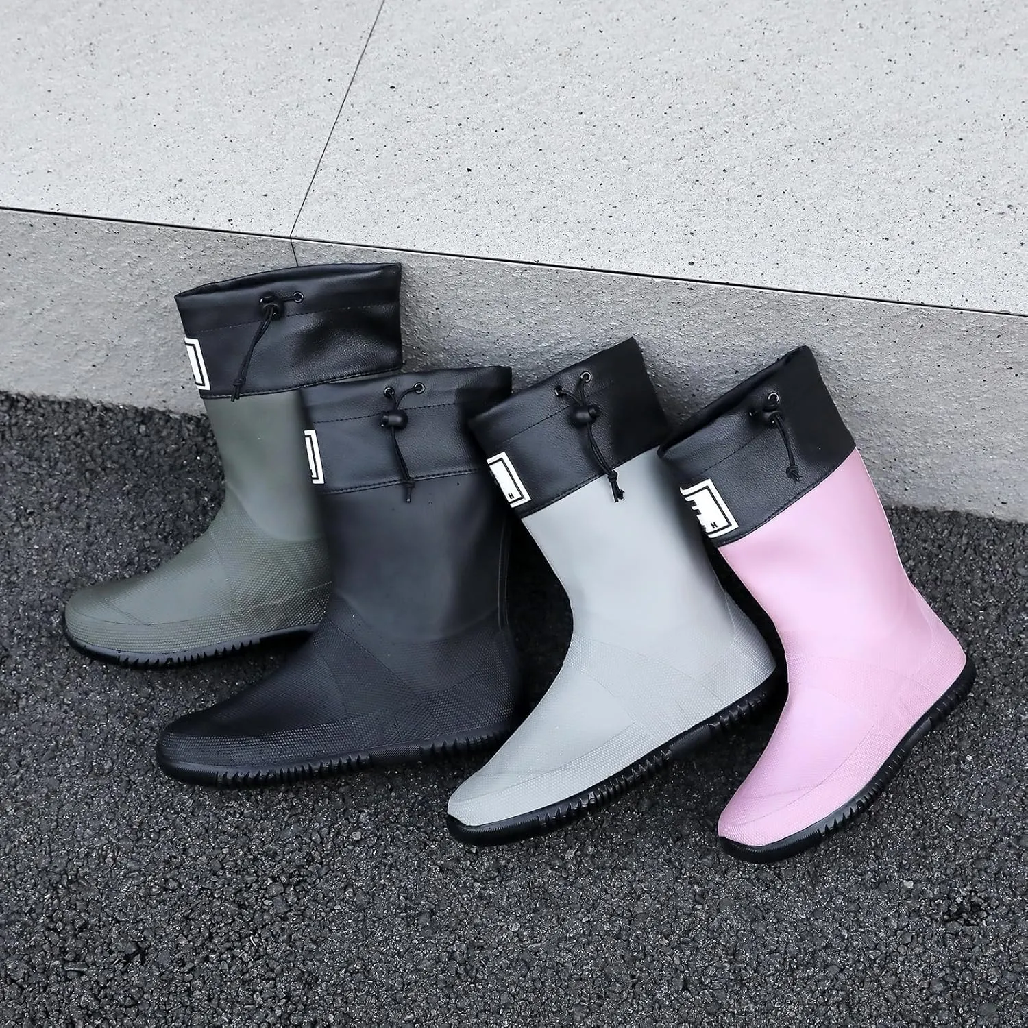 YorFotMae Midshaft Rain Boots Women, Waterproof Rubber Boots Men, Mid-Height Anti-Slip Lightweight Garden Shoes, Mid Calf Water Boots with Adjustable Buckle, Durable Fishing Boots Outdoor