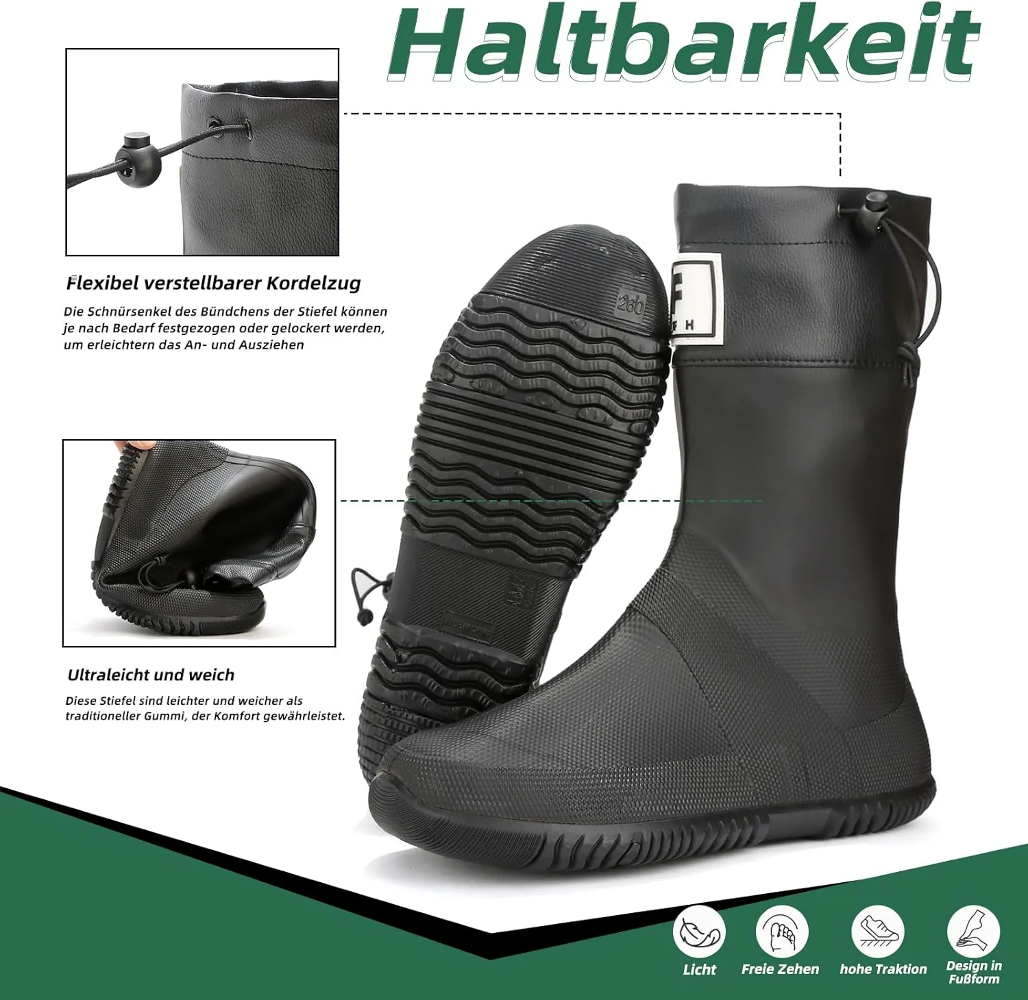 YorFotMae Midshaft Rain Boots Women, Waterproof Rubber Boots Men, Mid-Height Anti-Slip Lightweight Garden Shoes, Mid Calf Water Boots with Adjustable Buckle, Durable Fishing Boots Outdoor