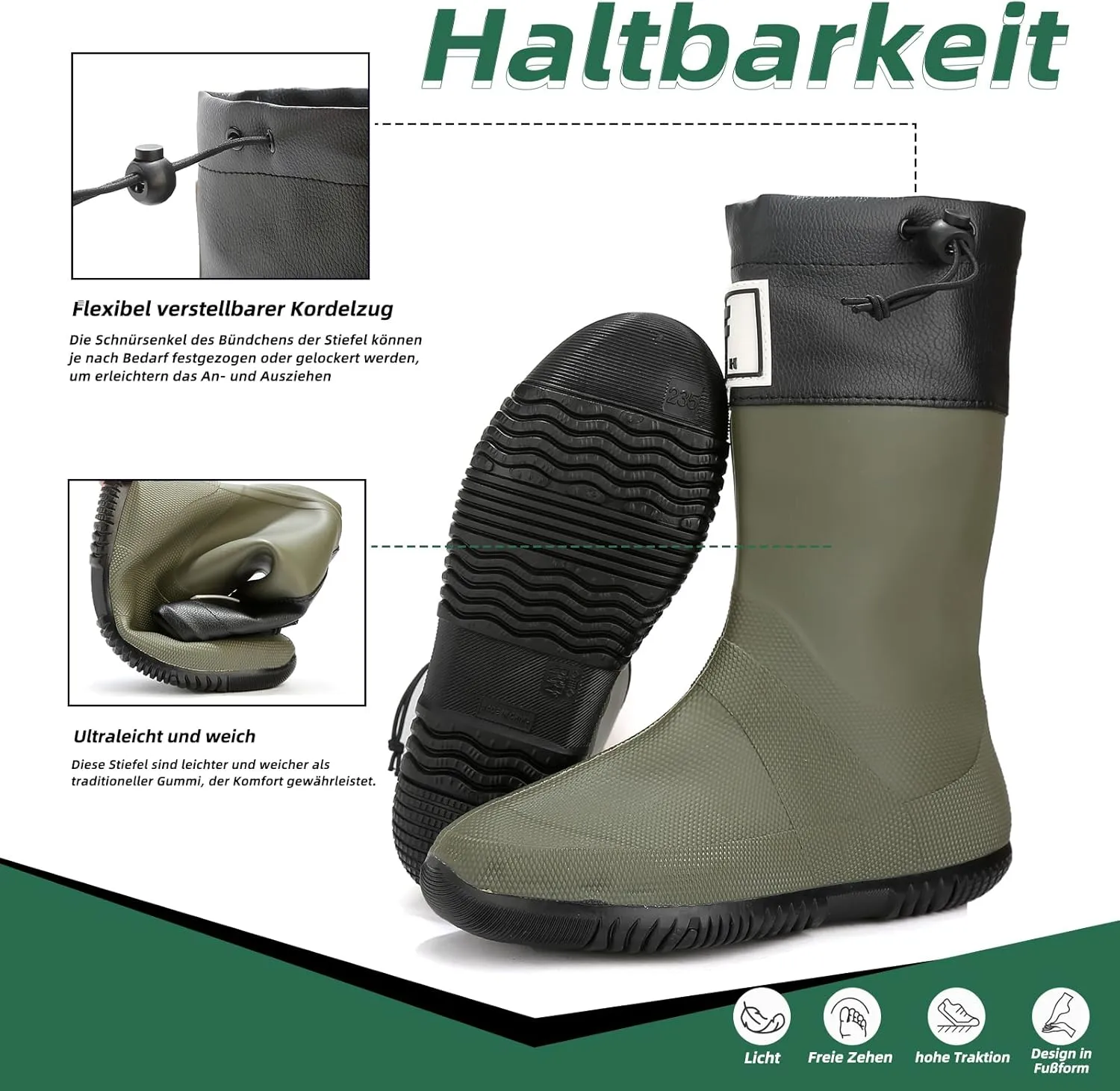 YorFotMae Midshaft Rain Boots Women, Waterproof Rubber Boots Men, Mid-Height Anti-Slip Lightweight Garden Shoes, Mid Calf Water Boots with Adjustable Buckle, Durable Fishing Boots Outdoor