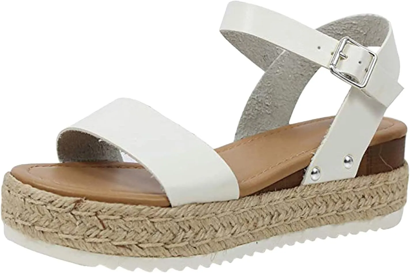 ZBYY Womens Open Toe Casual Ankle Strap Sandals Buckle Espadrilles Flatform Wedge Casual Sandals Comfort Dress Shoes